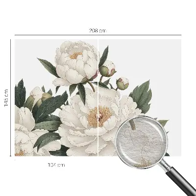 Papier peint intissé imprimé pivoines blanches