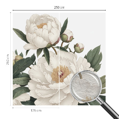 Papier peint panoramique avec motif de pivoines blanches