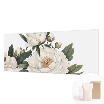 Papier peint panoramique avec motif de pivoines blanches