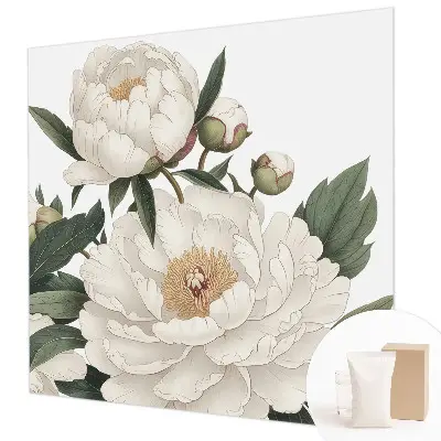 Papier peint intissé imprimé pivoines blanches