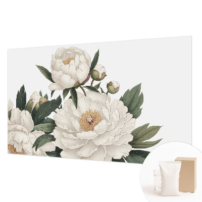 Papier peint panoramique avec motif de pivoines blanches