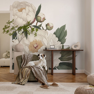 Papier peint panoramique Biele pivonky