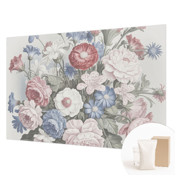 Papier peint panoramique intissé avec un motif de bouquet de fleurs coloré