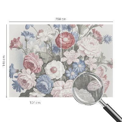 Papier peint panoramique intissé avec un motif de bouquet de fleurs coloré