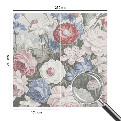 Papier peint panoramique intissé avec un motif de bouquet de fleurs coloré