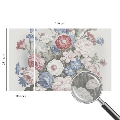 Papier peint panoramique intissé avec un motif de bouquet de fleurs coloré