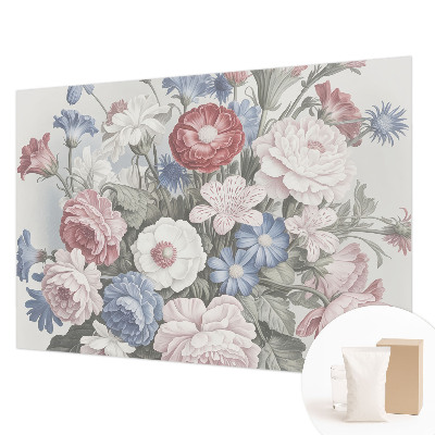 Papier peint panoramique intissé avec un motif de bouquet de fleurs coloré