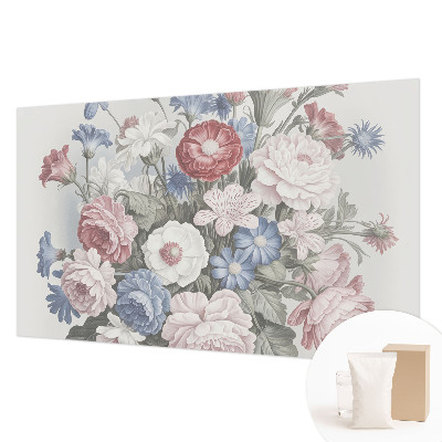 Papier peint panoramique intissé avec un motif de bouquet de fleurs coloré