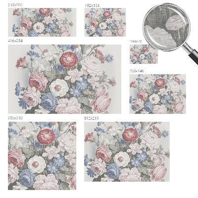 Papier peint panoramique intissé avec un motif de bouquet de fleurs coloré