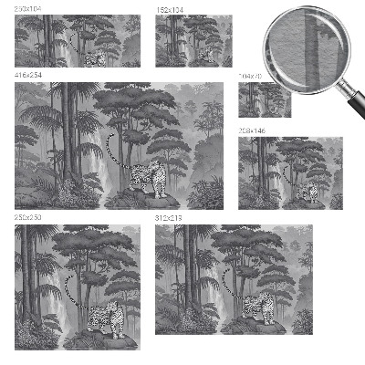Tapisserie panoramique avec un motif de jungle tropicale