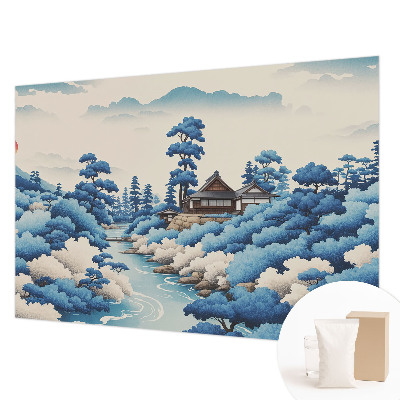 Papier peint panoramique salon avec un motif de nature apaisante