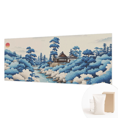 Papier peint panoramique salon avec un motif de nature apaisante