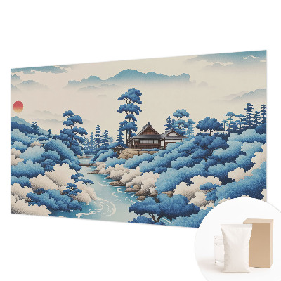 Papier peint panoramique salon avec un motif de nature apaisante