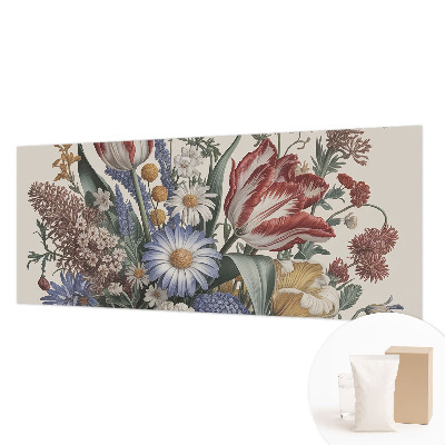 Papier peint panoramique chambre avec motif de bouquet de fleurs