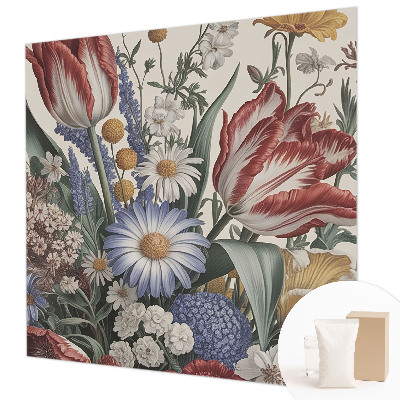 Papier peint panoramique chambre avec motif de bouquet de fleurs