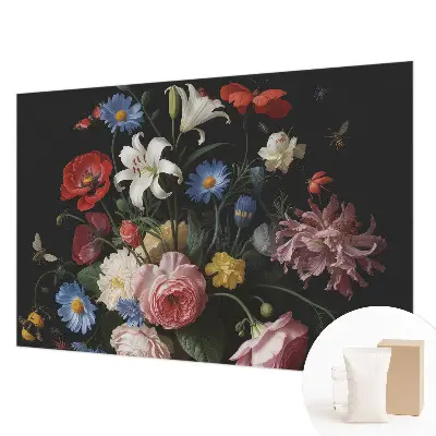 Papier peint intissé Fleurs avec des insectes