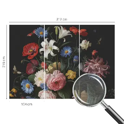 Papier peint intissé Fleurs avec des insectes