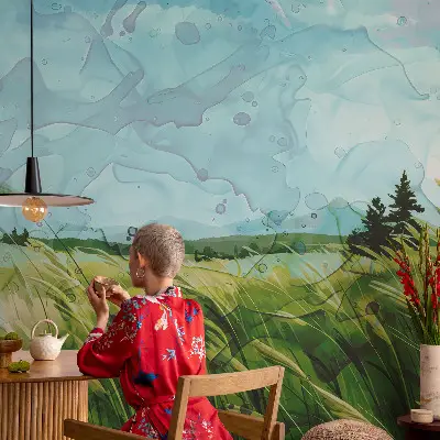 Papier peint photo sur tissu non tissé paysages verts