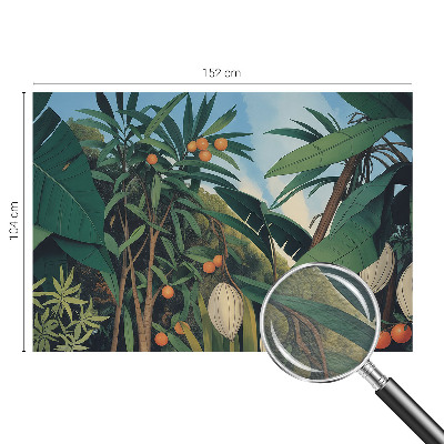 Papier peint salon moderne avec un motif de jungle tropicale