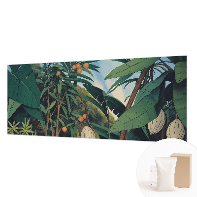 Papier peint salon moderne avec un motif de jungle tropicale