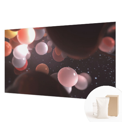 Décoration murale panoramique intissé avec motif de boules spatiales