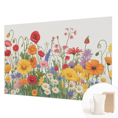 Papier peint chambre moderne avec un motif de prairie fleurie
