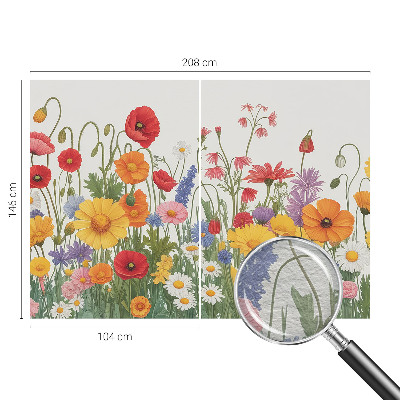 Papier peint chambre moderne avec un motif de prairie fleurie