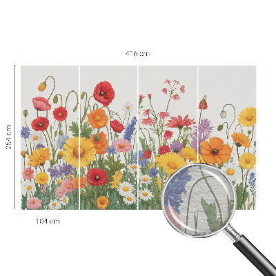 Papier peint chambre moderne avec un motif de prairie fleurie