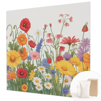 Papier peint chambre moderne avec un motif de prairie fleurie