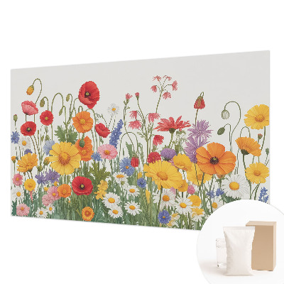Papier peint chambre moderne avec un motif de prairie fleurie