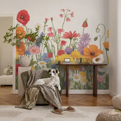 Papier peint intissé prairie fleurie