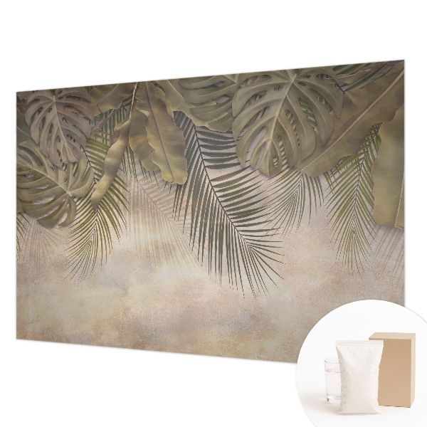 Tapisserie panoramique avec un motif de feuilles tropicales