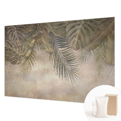Tapisserie panoramique avec un motif de feuilles tropicales