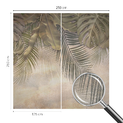 Tapisserie panoramique avec un motif de feuilles tropicales
