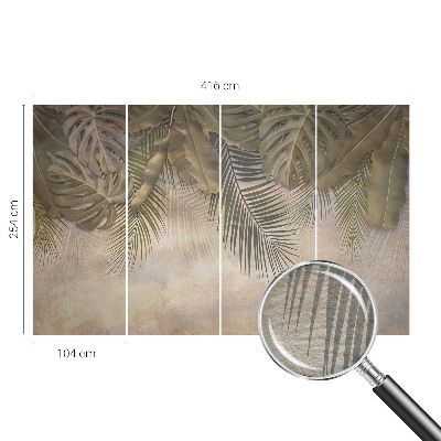 Tapisserie panoramique avec un motif de feuilles tropicales