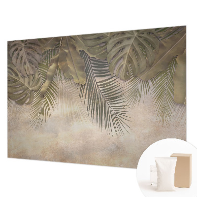 Tapisserie panoramique avec un motif de feuilles tropicales
