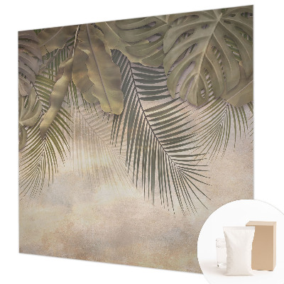 Tapisserie panoramique avec un motif de feuilles tropicales