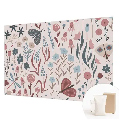 Papier peint photo sur tissu non tissé fleurs insectes