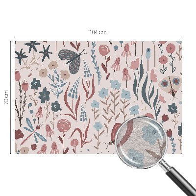 Papier peint panoramique intissé avec motif de fleurs et d'insectes