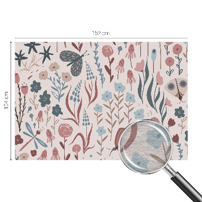 Papier peint panoramique intissé avec motif de fleurs et d'insectes