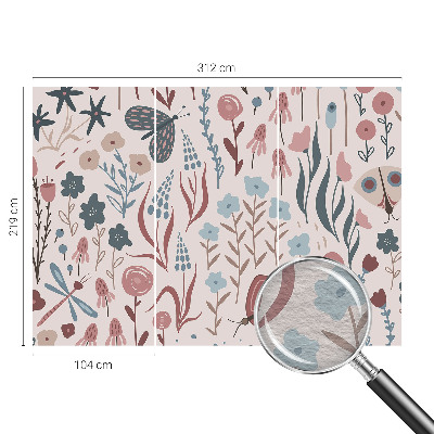 Papier peint panoramique intissé Kvety hmyz