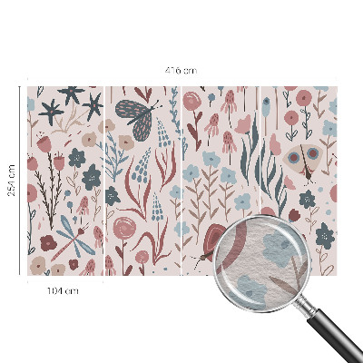 Papier peint panoramique intissé Kvety hmyz