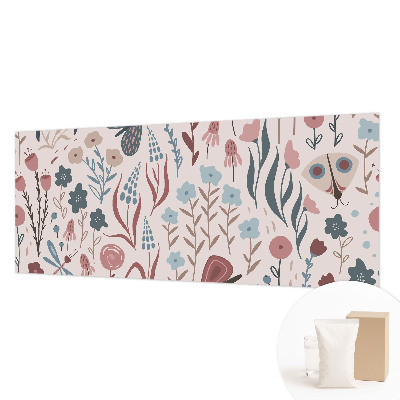 Papier peint panoramique intissé avec motif de fleurs et d'insectes