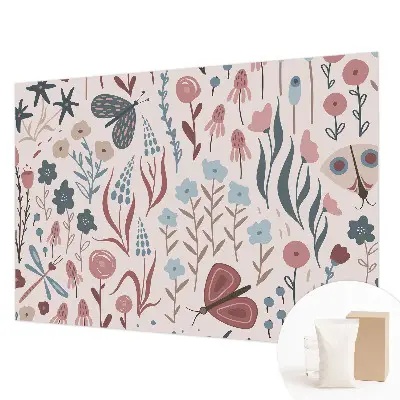 Papier peint photo sur tissu non tissé fleurs insectes