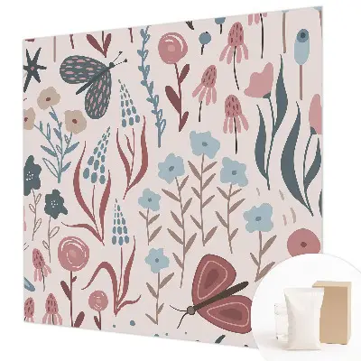 Papier peint photo sur tissu non tissé fleurs insectes