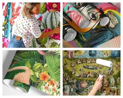 Papier peint photo sur tissu non tissé fleurs insectes