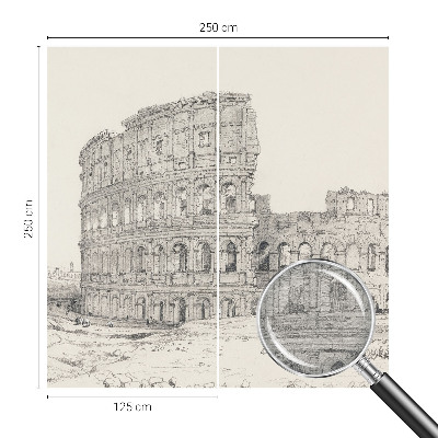 Papier peint panoramique salon avec un motif de ruines antiques