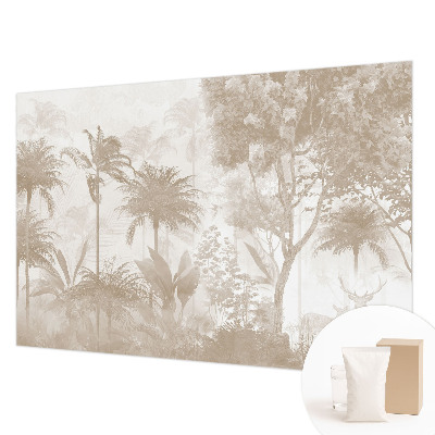 Papier peint salon moderne avec un motif de paysage tropical