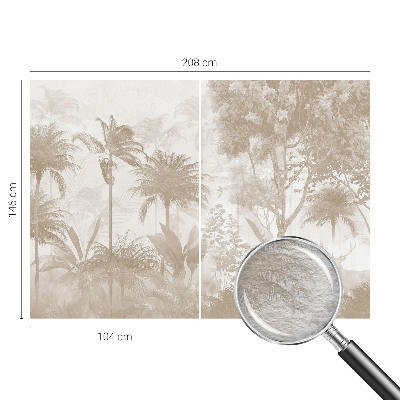 Papier peint salon moderne avec un motif de paysage tropical