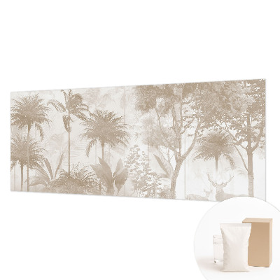 Papier peint salon moderne avec un motif de paysage tropical